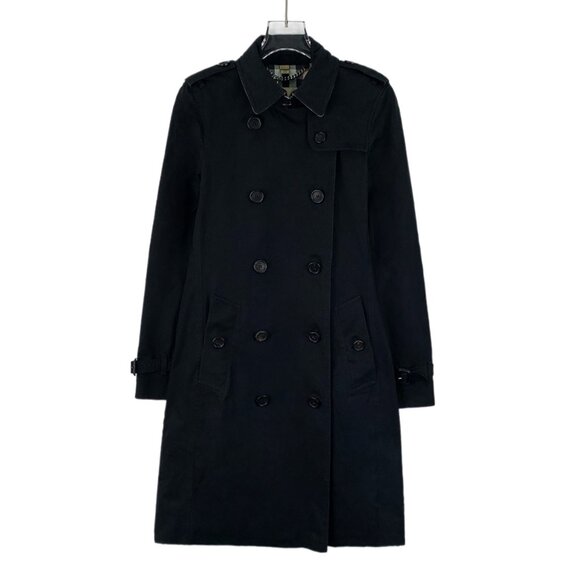 Burberry Black cotton double-breasted trench coat - Picture 1 of 7